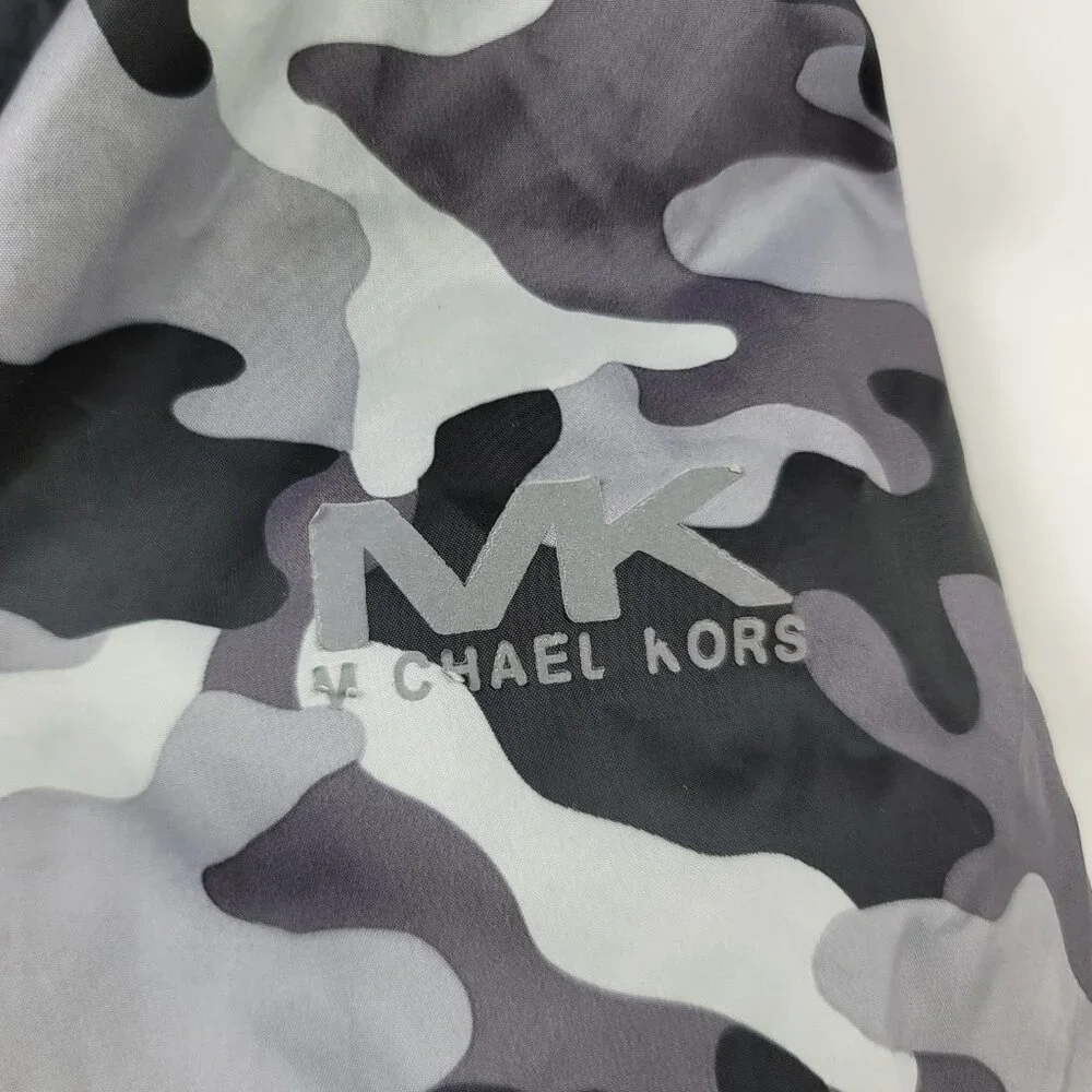 Michael Kors Windbreaker Jacket 3T Gray Camo Hooded Zip Coat